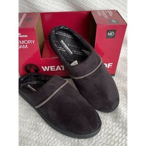 Men’s Size M 8-9 Weatherproof Vintage Faux Suede Slip On Clog Slippers Black